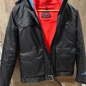 Obermeyer Black Ski & Snow Jacket with Red Lining
